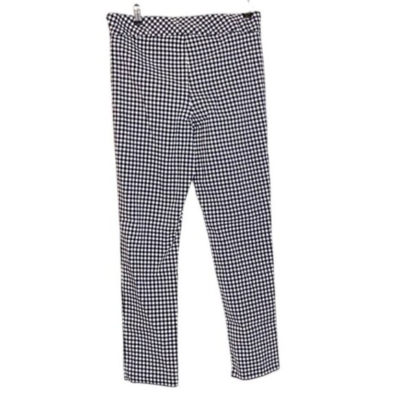 Melissa Paige Women's Black & White Buffalo Check Stretch Crop Pants Pull-On Fl - Picture 2 of 8